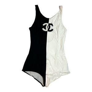 COPY - B&W one piece swimsuit by Chanel. Brand new